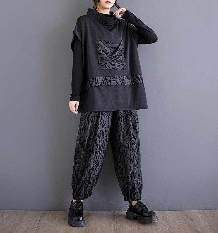 大きいサイズ セットアップ　レディース 秋冬 長袖　パンツ　アニマル柄