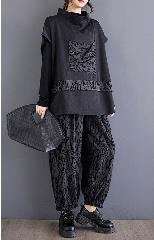 大きいサイズ セットアップ　レディース 秋冬 長袖　パンツ　アニマル柄