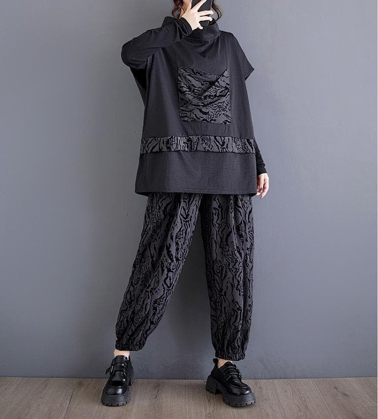 大きいサイズ セットアップ　レディース 秋冬 長袖　パンツ　アニマル柄