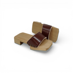 男性 寄木細工表 焼桐右近下駄 筋鼻緒 サイズ： L寸 シューズ・靴