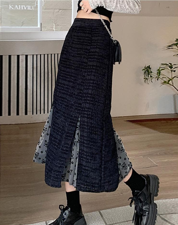 大きいサイズ レディース 秋冬 スカート　小さいサイズ ミモレ 韓国　ロング