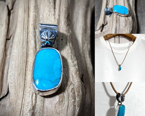 キングマン ターコイズ トルコ石 シルバー ネックレス ペンダント