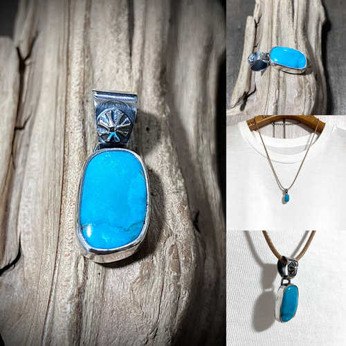 キングマン ターコイズ トルコ石 シルバー ネックレス ペンダント