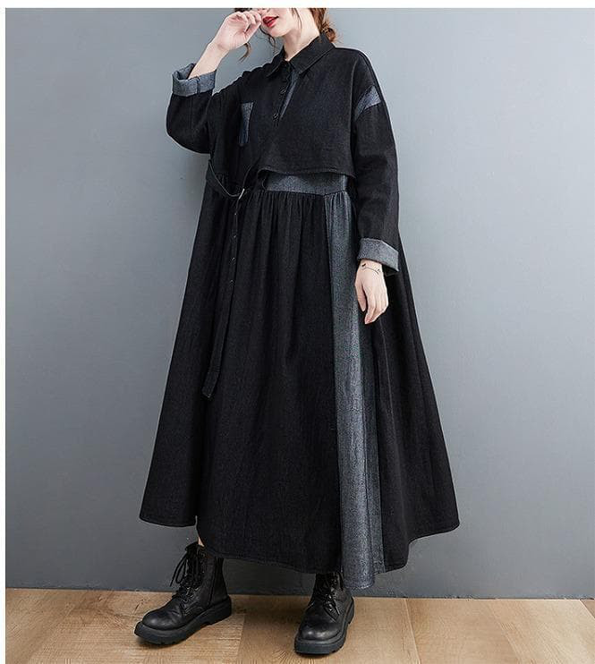 大きいサイズ　レディース　秋冬　ゆったり　ワンピース　ロング シャツ　韓国