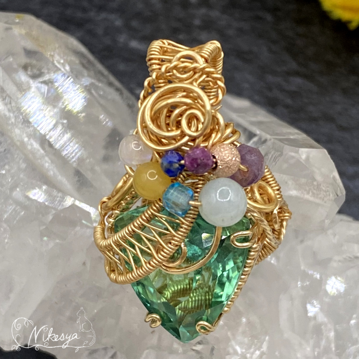 ＜自然の贈り物＞グリーントルマリンのPT【14kgf】【ワイヤーアクセサリー】【金属アレルギー対応】【10月誕生石】