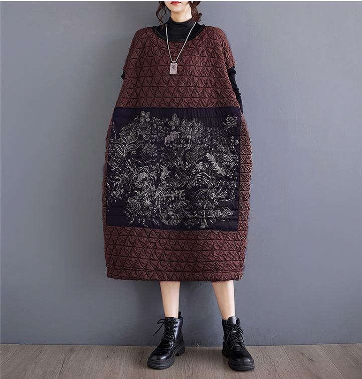 大きいサイズ ワンピース　レディース 秋冬　ハイネック　春 ブラウン　婦人 長袖 6,224円