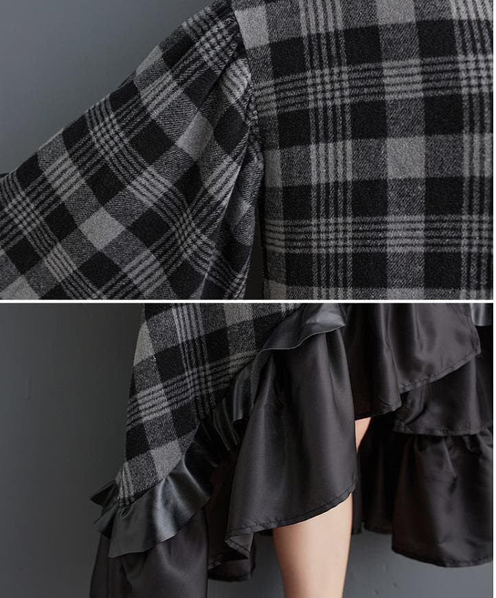 大きいサイズ レディース ワンピース　フィッシュテール　秋冬　春 変形 長袖