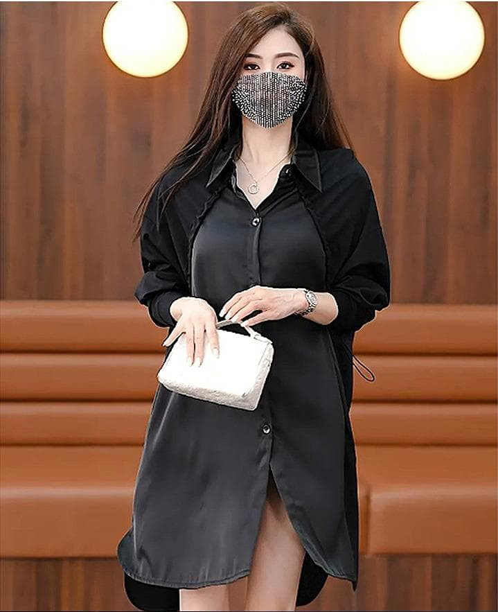 大きいサイズ レディース ワンピース　異素材　秋冬　春 新品 長袖　シャツ 4,784円