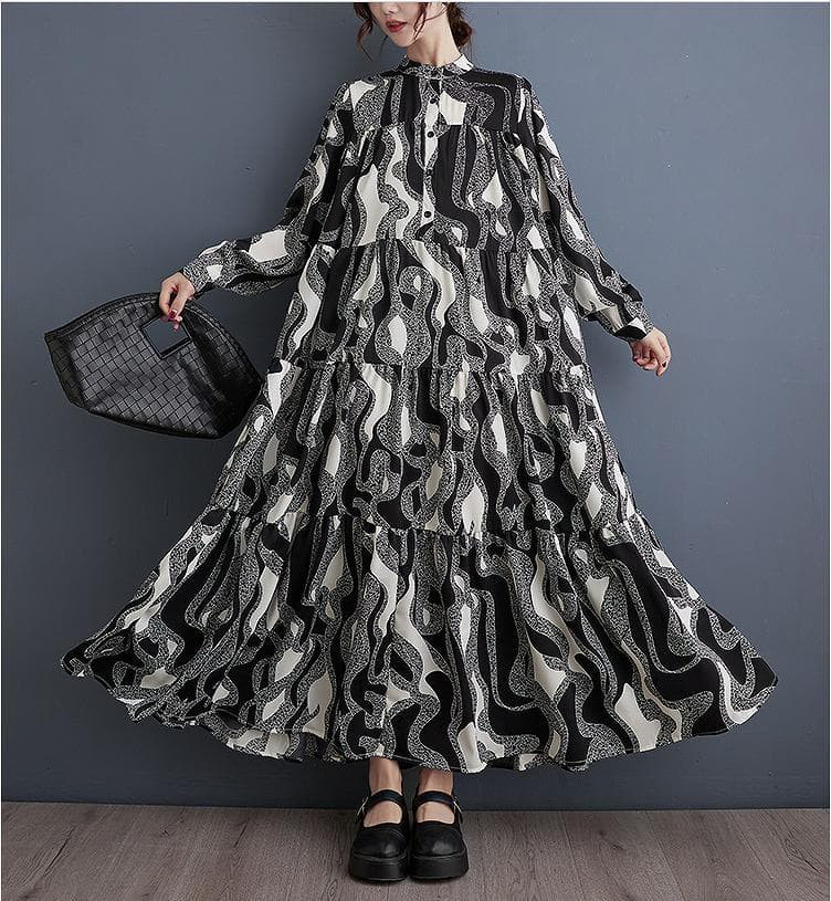 ロング　ワンピース　大きいサイズ レディース 秋冬　春 新品 長袖　シャツ