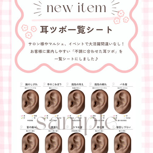耳ツボジュエリー | 耳ツボ一覧シート | 耳つぼマップ イヤリング