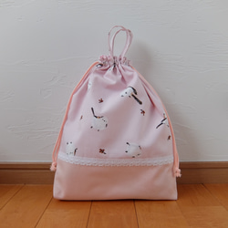 ハンドメイド　お箸袋　カトラリー袋　歯ブラシ袋　巾着　シマエナガ　ピンク 体操服入れ・お着替え袋＊シマエナガ＊ピンク 体操服袋・お着替え袋 Le