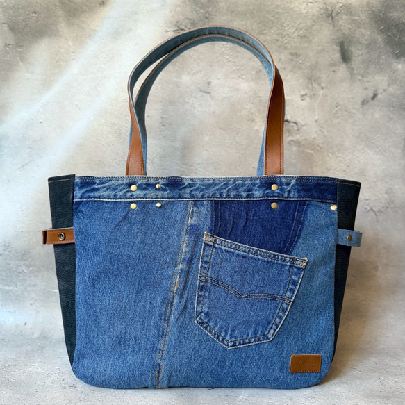 デニムリメイクバッグ＊Chez Denim シェデニム Lサイズ① ハンドバッグ