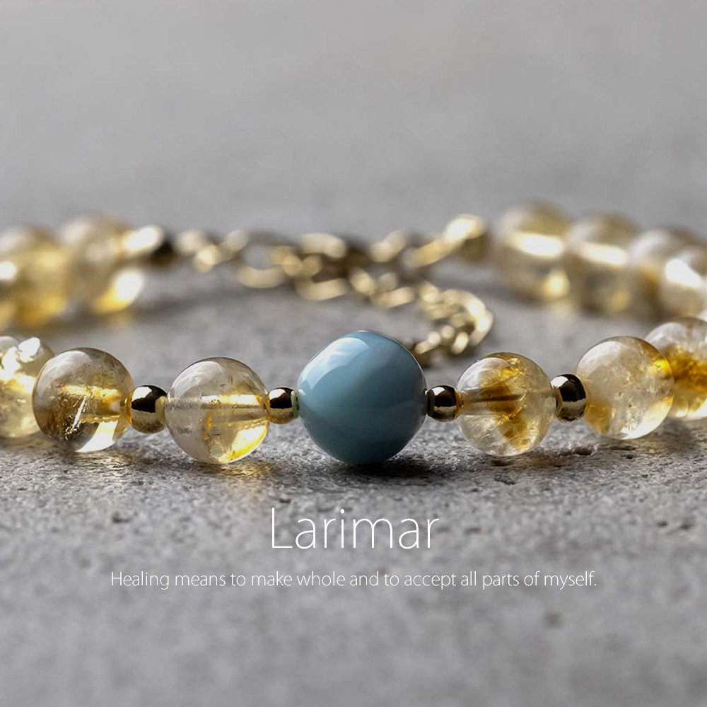 高品質ドミニカ産ラリマー/ブラジル産バイカラーシトリン 天然石アクセサリー 個性派ブレスレット　- suzukaze22