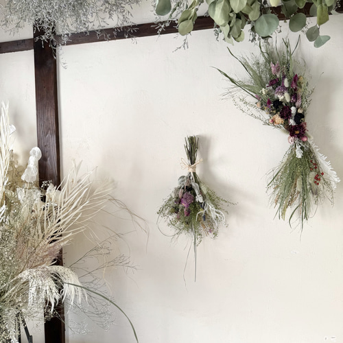 北海道鶴居村産】野花とハーブのスワッグ25センチ。ドライフラワー