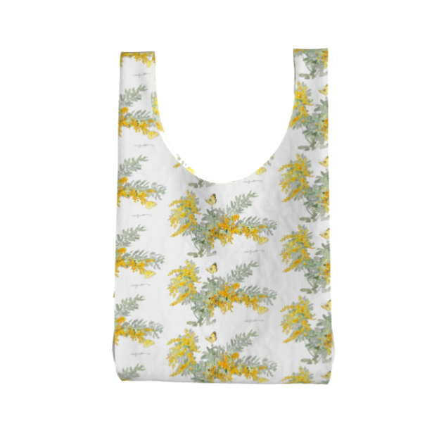 雨の日も安心で丈夫な防水パラシュート生地ミモザ２エコバック