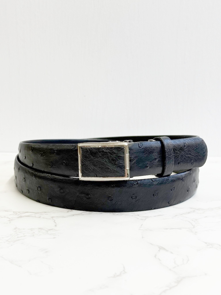 日本製　クライン・カルー　オーストリッチ　LLサイズ　３０㎜巾　ベルト　真鍮磨き上げバックル　エキゾチックレザー