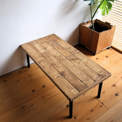 1/30まで！インダストリアル！無垢材の折りたたみテーブル【ハンドメイド家具】 インダストリアル 無垢材の折りたたみテーブル ローテーブル・リビング