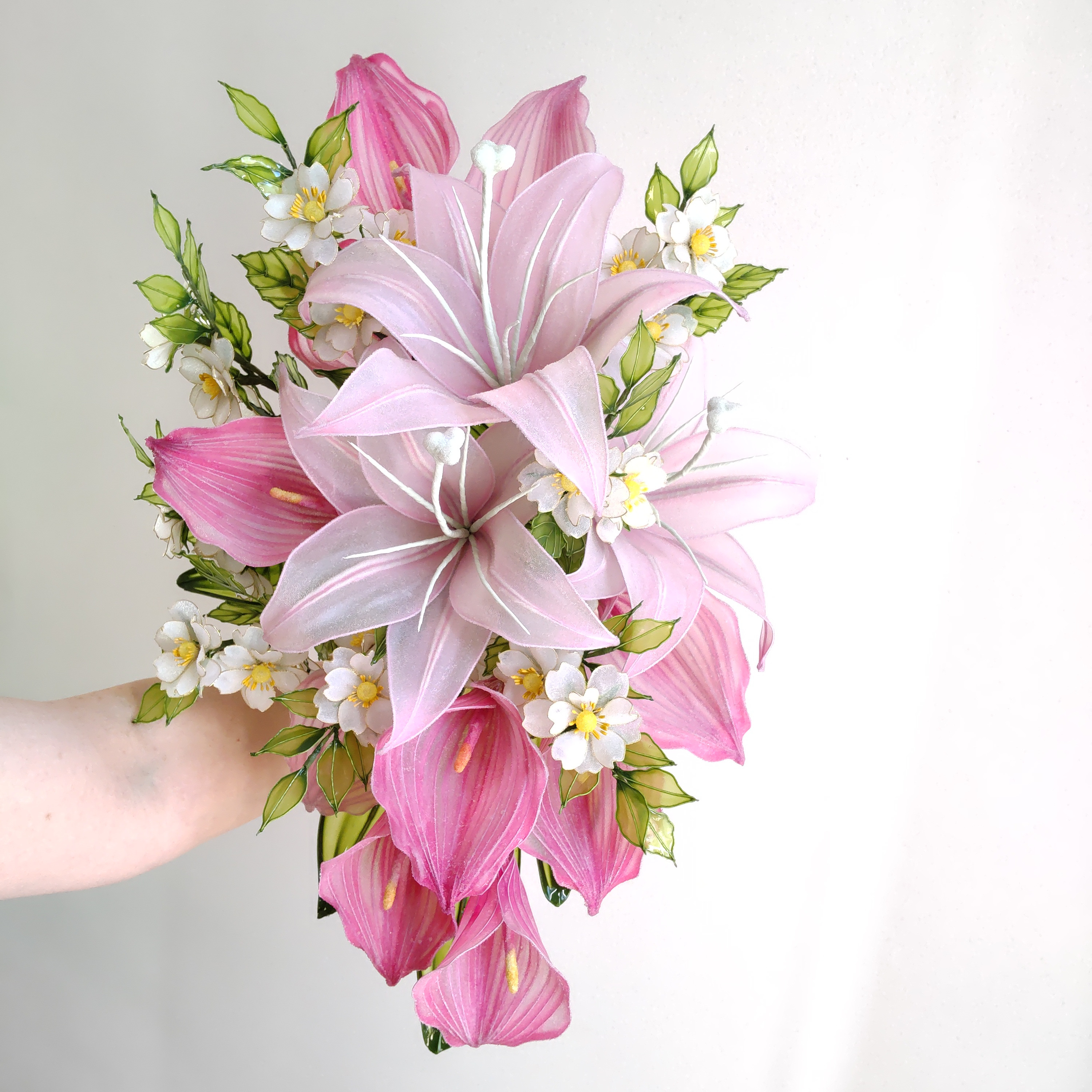 ブーケ♡ウェディング♡カサブランカ♡カラー♡つるバラ♡ディップアート