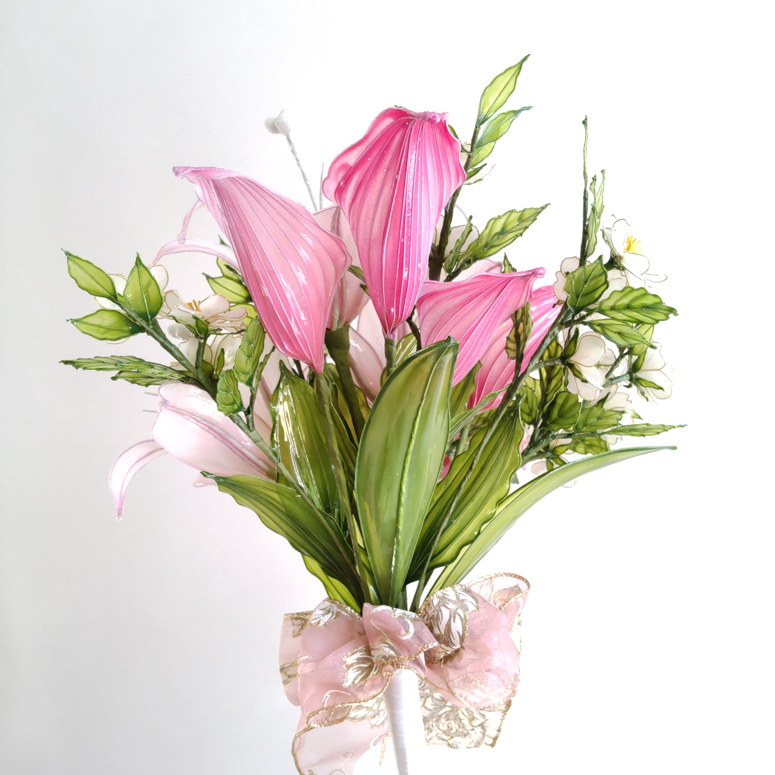 ブーケ♡ウェディング♡カサブランカ♡カラー♡つるバラ♡ディップアート