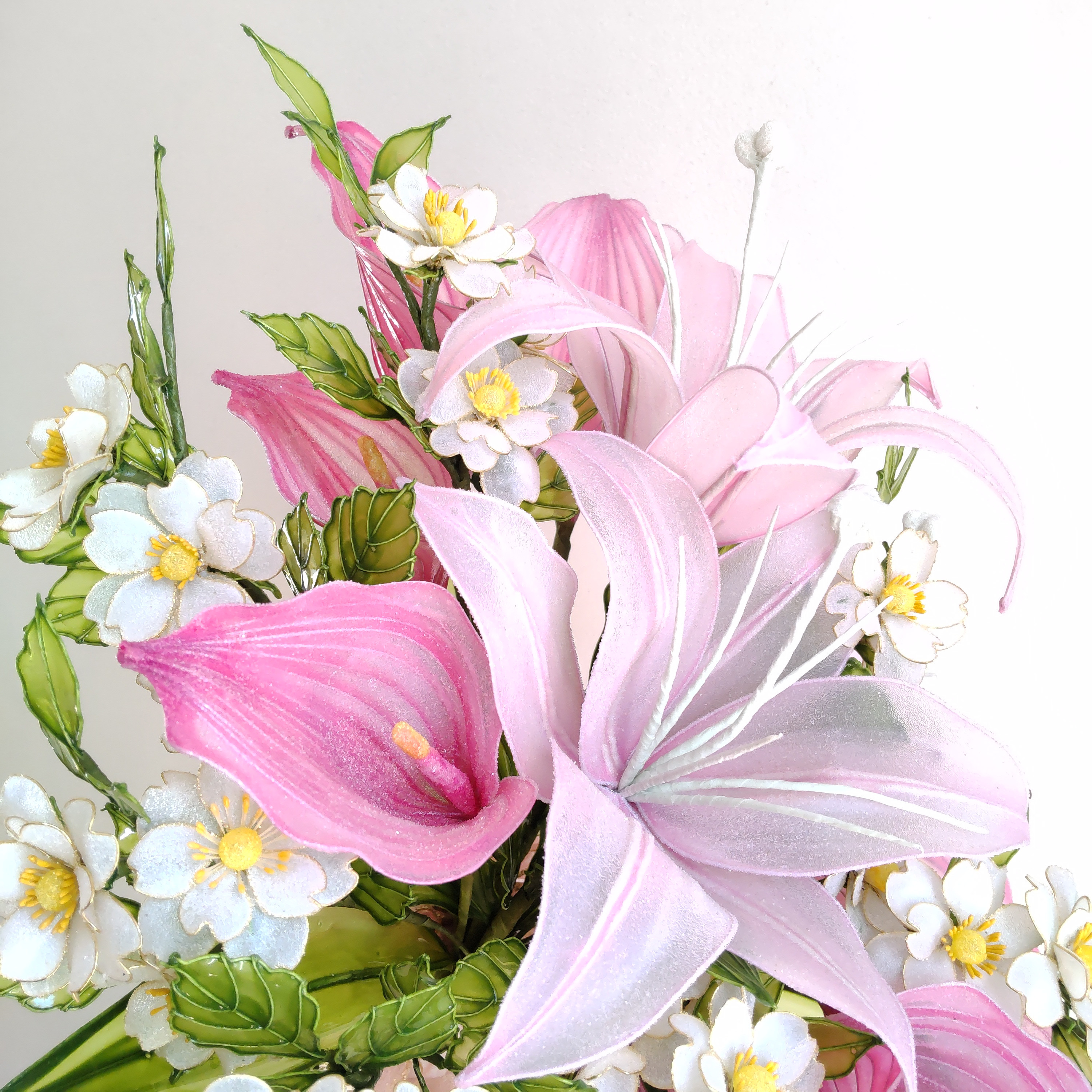 ブーケ♡ウェディング♡カサブランカ♡カラー♡つるバラ♡ディップアート