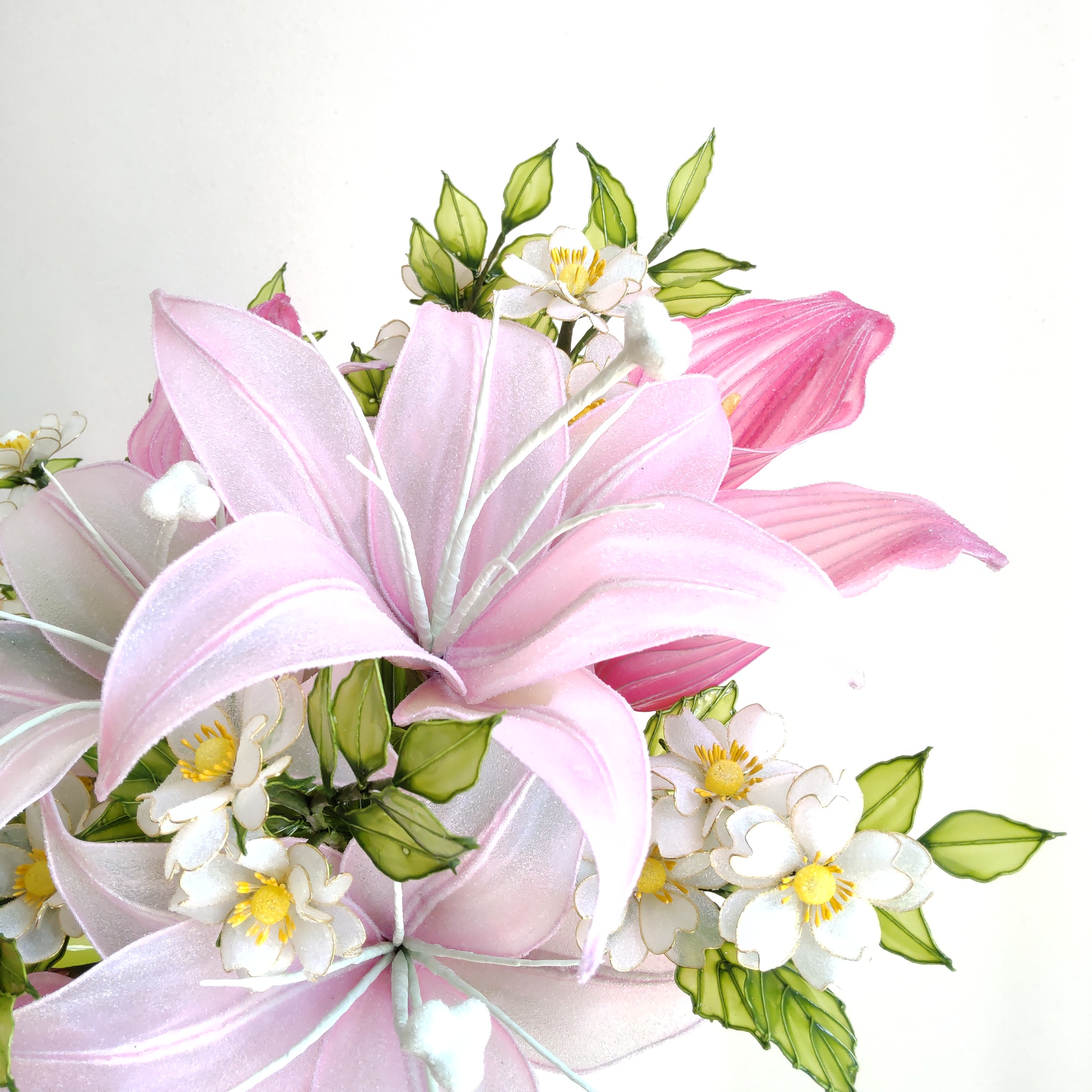 ブーケ♡ウェディング♡カサブランカ♡カラー♡つるバラ♡ディップアート