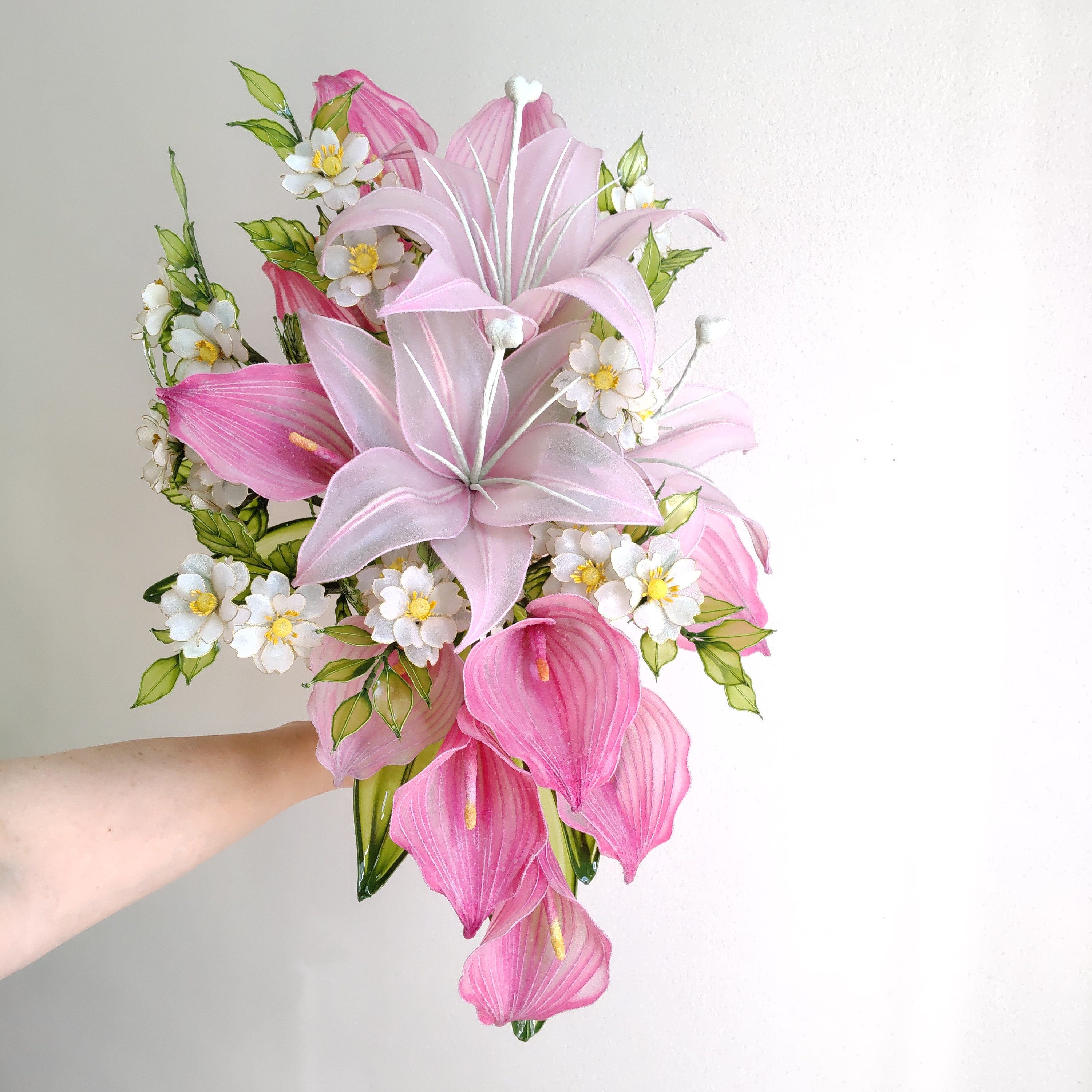 ブーケ♡ウェディング♡カサブランカ♡カラー♡つるバラ♡ディップアート