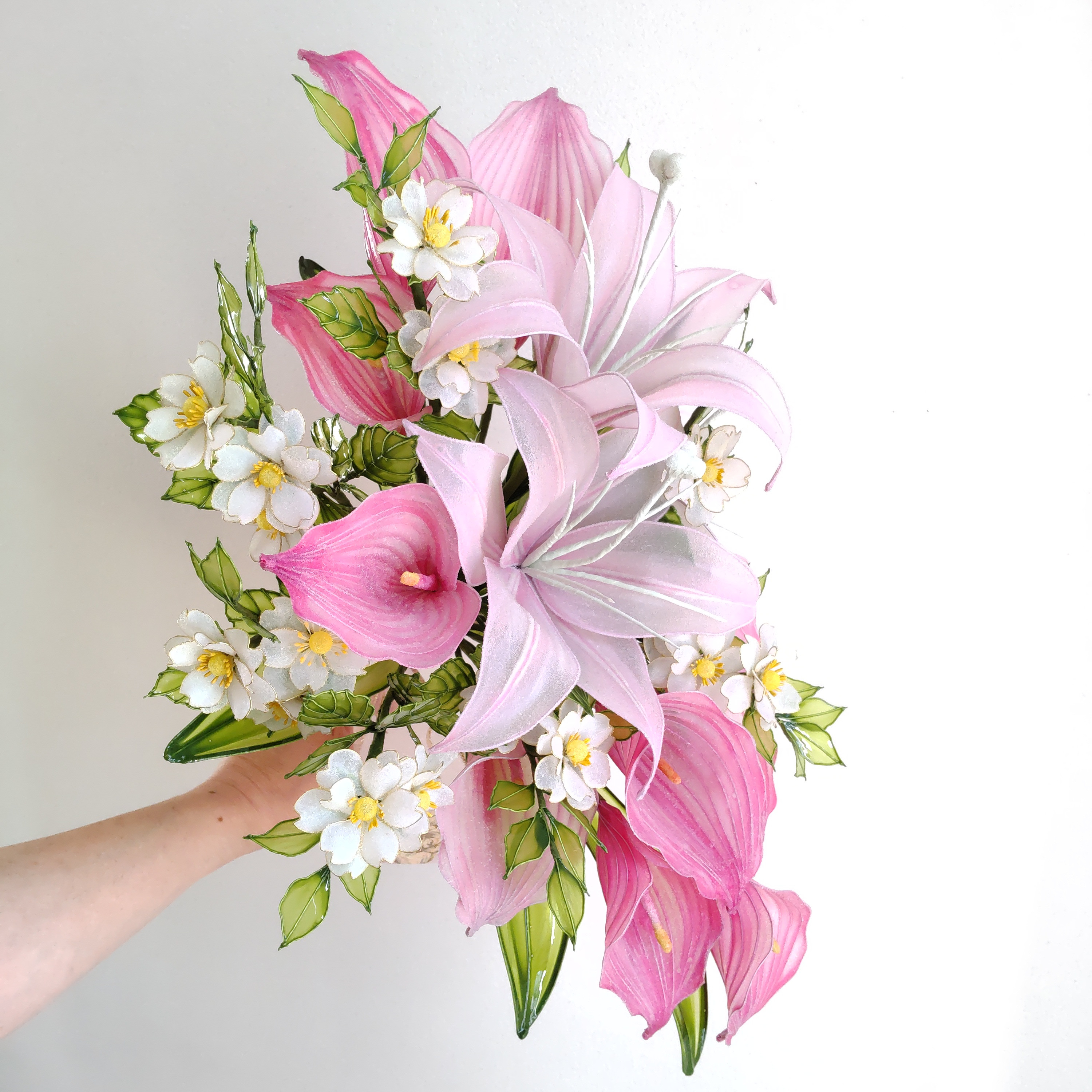 ブーケ♡ウェディング♡カサブランカ♡カラー♡つるバラ♡ディップアート