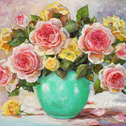 一点物】『 記憶に咲くバラ 』油絵 F6号 油彩 インテリアアート 絵画