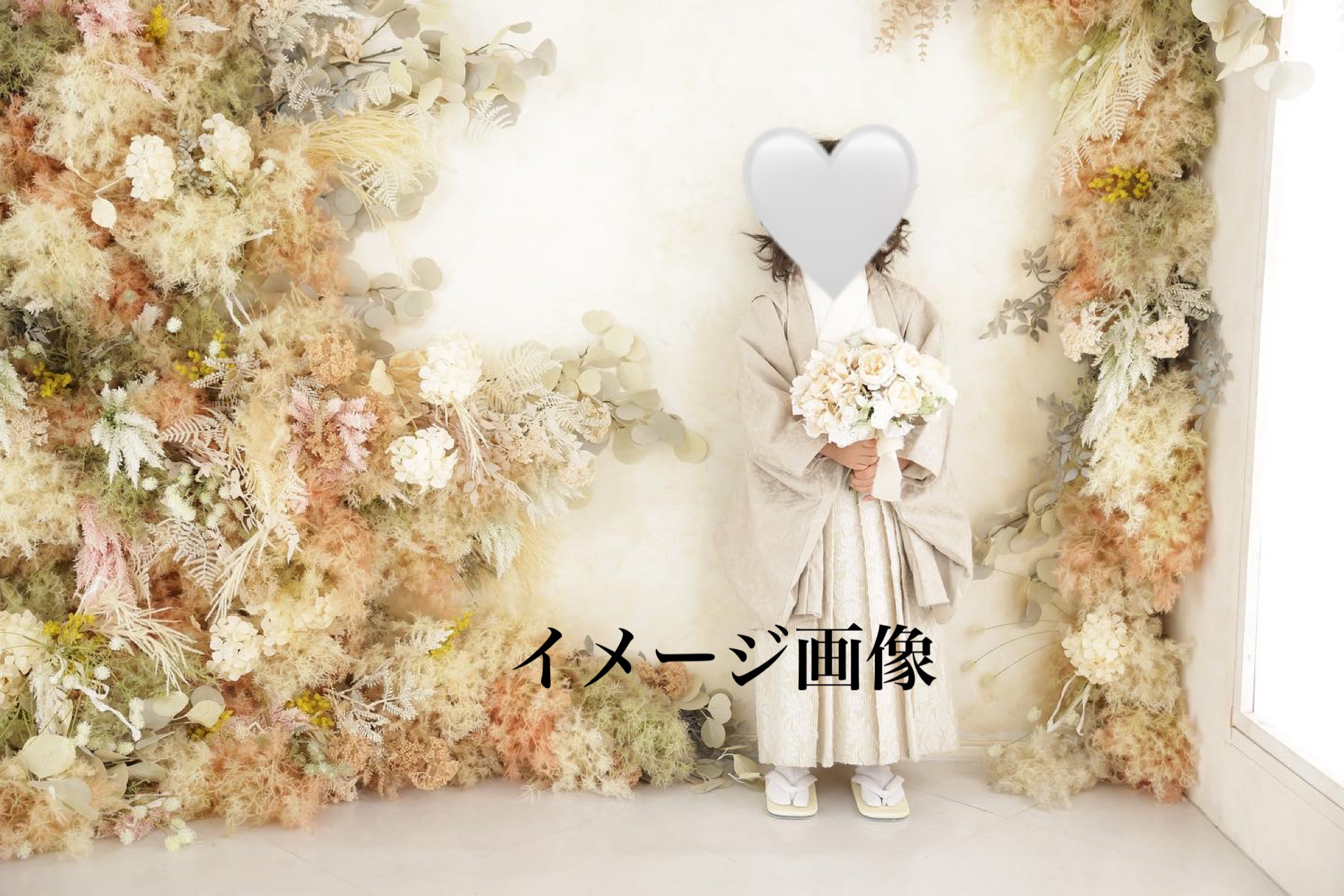 送料無料　明るいベージュホワイトのブーケ　ウエディングや七五三やプレゼントに　アーティフィシャルフラワー