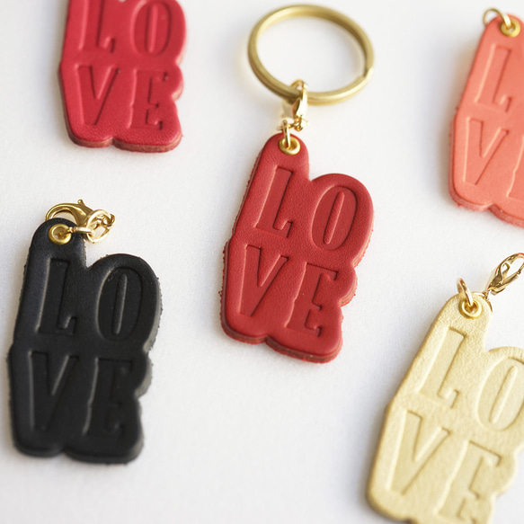 本革【LOVE】チャーム / hoshinooto /キーリング キーホルダー バッグ