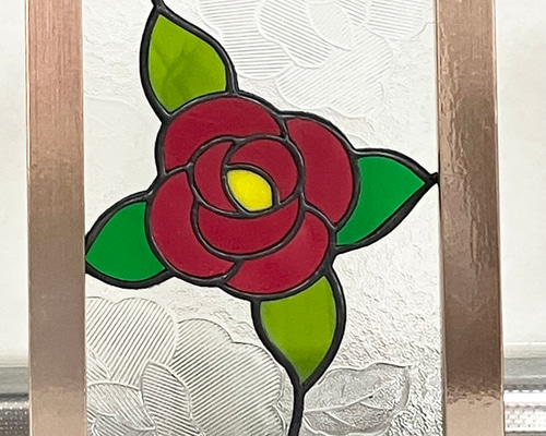 ステンドグラスの薔薇のパネル ハンドメイド その他インテリア雑貨