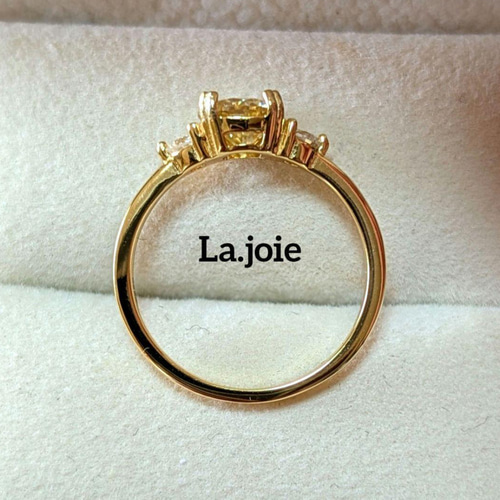 最高品質 イエロー モアサナイト スリーストーン 3stone リング 指輪