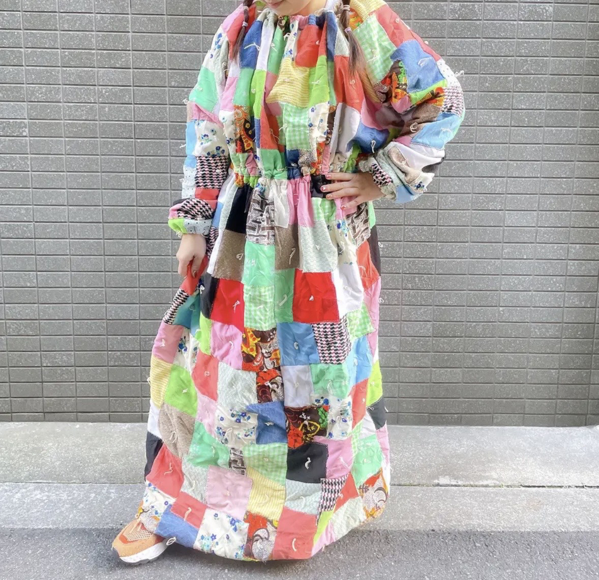 古着　ヴィンテージ　vintage ワンピース　パッチワーク　パッチワークワンピース　ファブリック　カラフル　派手