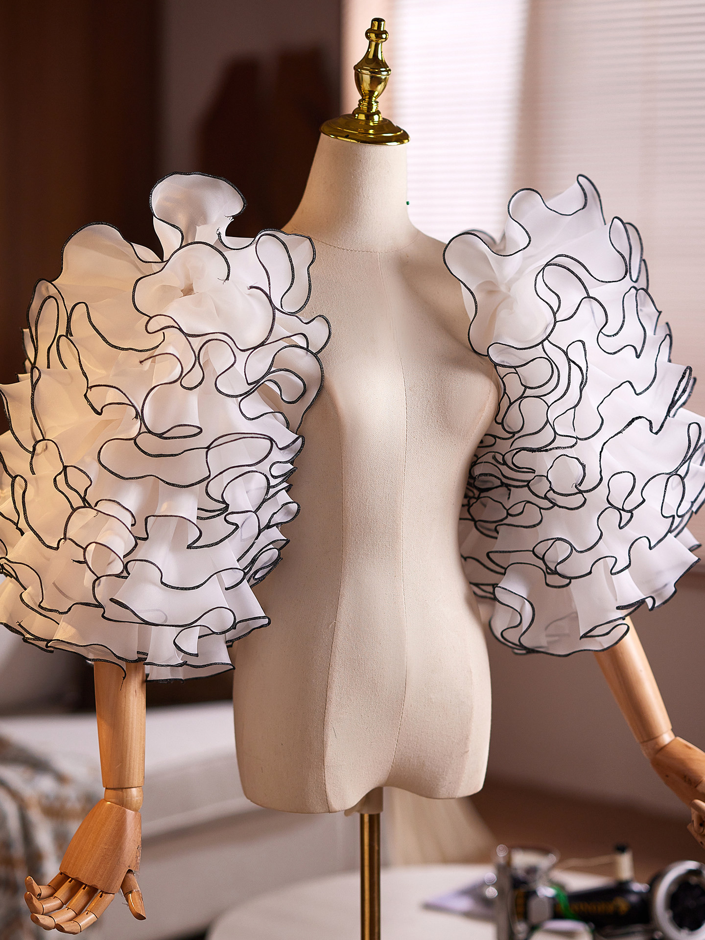 パフスリーブ 白 花 綺麗 DIY 袖カバー 取り外し袖 アクセサリー 花嫁 ウェディングドレス DTY552
