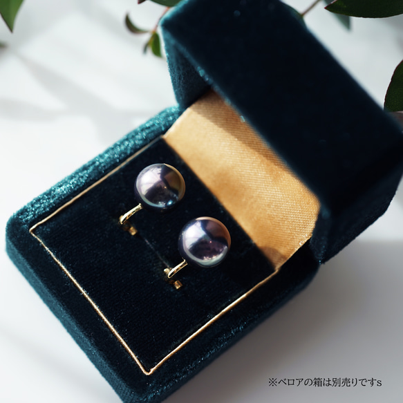碩大、光澤亮麗的孔雀貝殼珍珠耳環（10毫米）和醫用級不銹鋼耳環 - 黑燕尾 第4張的照片