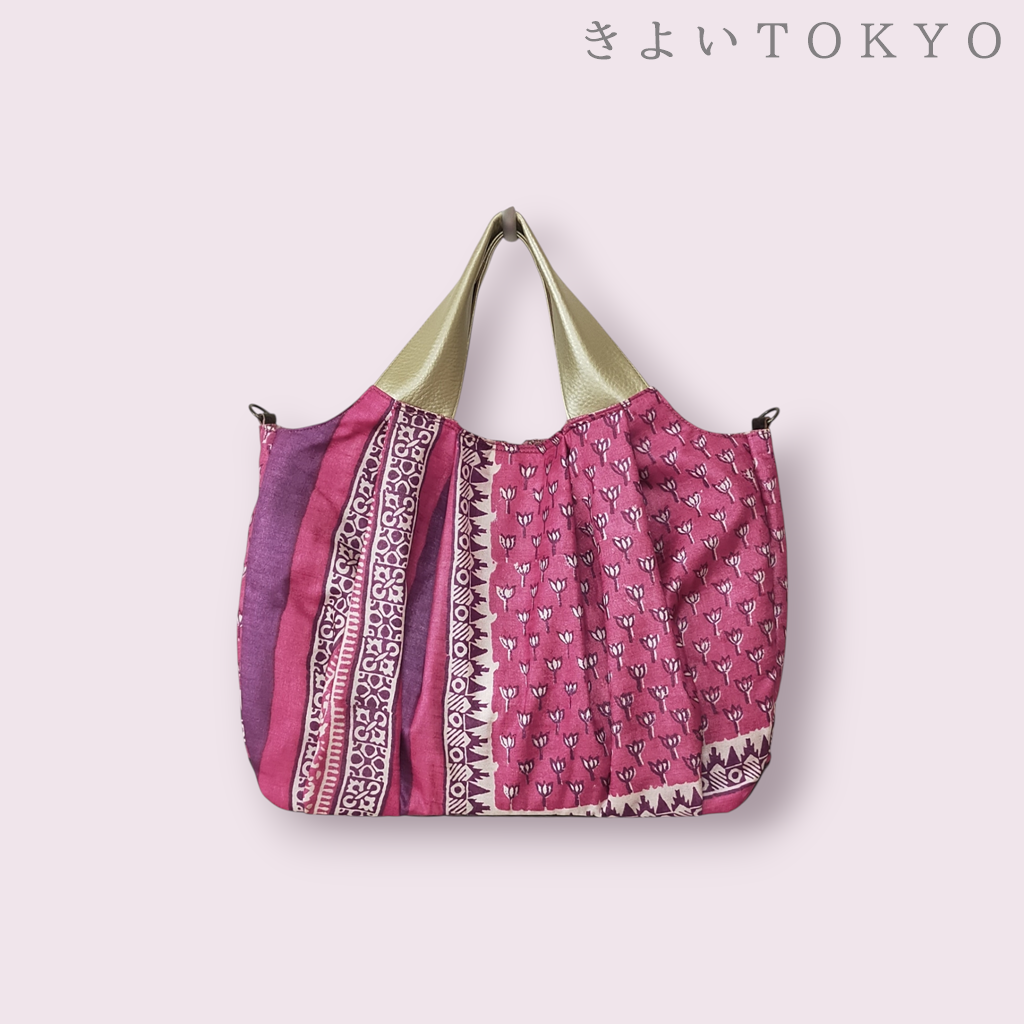 カンボジア野蚕・赤紫のグラニー風バッグ【送料無料】 18,750円