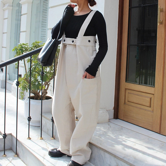 つつむ　ペインターサロペット●生成りキャンバス