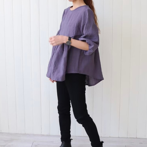 こだわりリネンギャザーブラウス／くったり柔らか上質なベルギーリネン