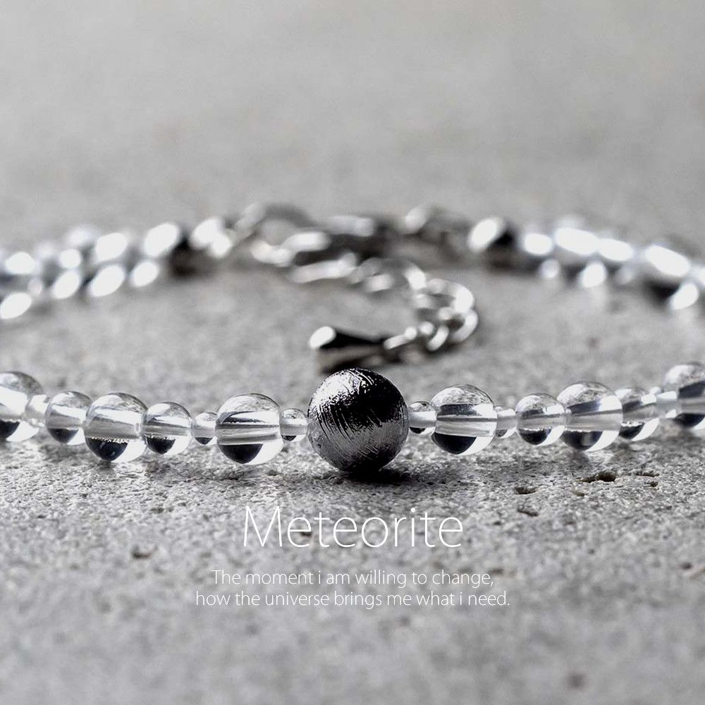 メテオライト（ムオニナルスタ隕石） / 天然水晶 天然石アクセサリー ブレスレット　- suzukaze22