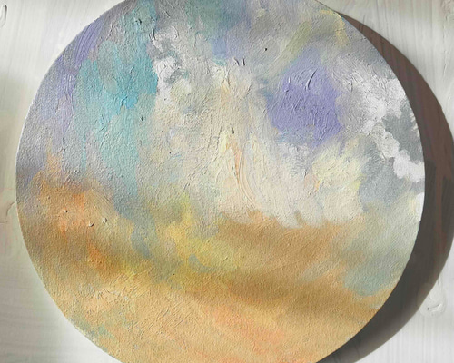 油彩 絵画 『空』丸形アートパネル 直径25cmインテリア 絵画 原画 油彩 絵画 『空』丸形アートパネル 直径25cmインテリア 絵画 原画 N