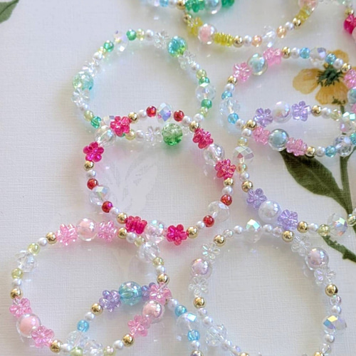 キッズ向け】花ビーズブレスレット(B14) ブレスレット Bon Bijoux