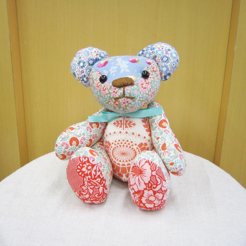 手足が動くテディベア】水色リボン・ぬいぐるみ・置物 その他人形