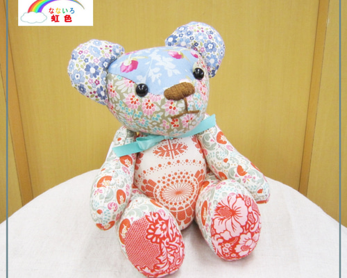 手足が動くテディベア】水色リボン・ぬいぐるみ・置物 その他人形