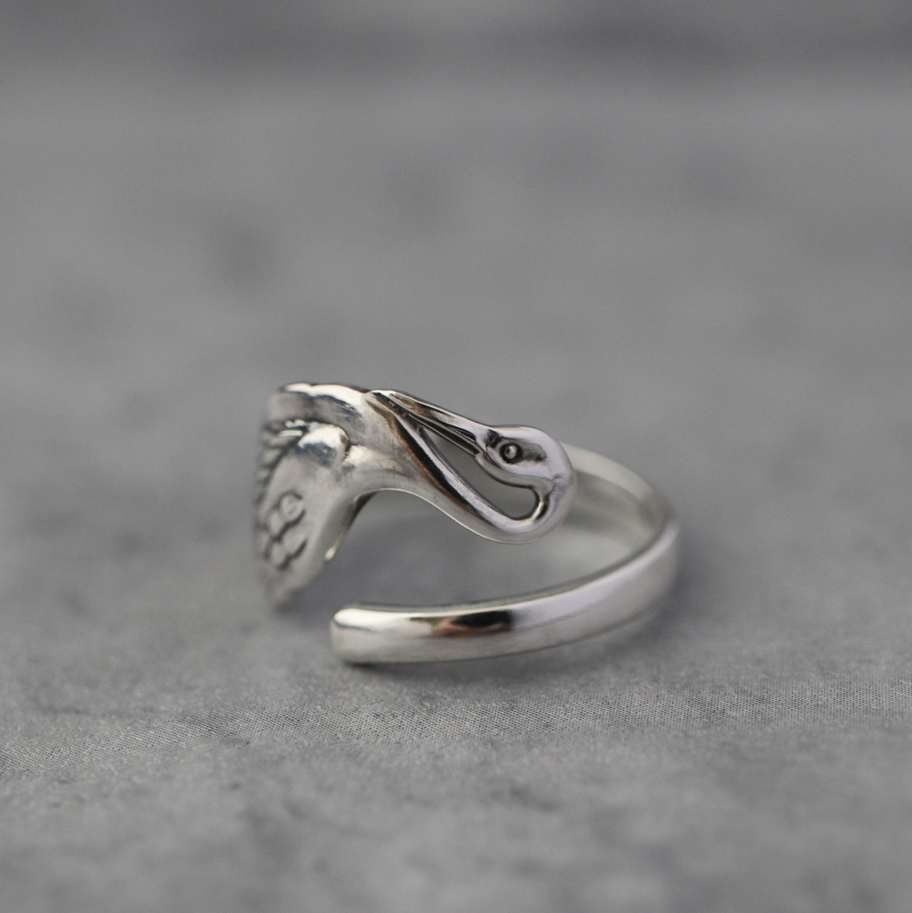 首をもたげた羽毛の美しい鶴