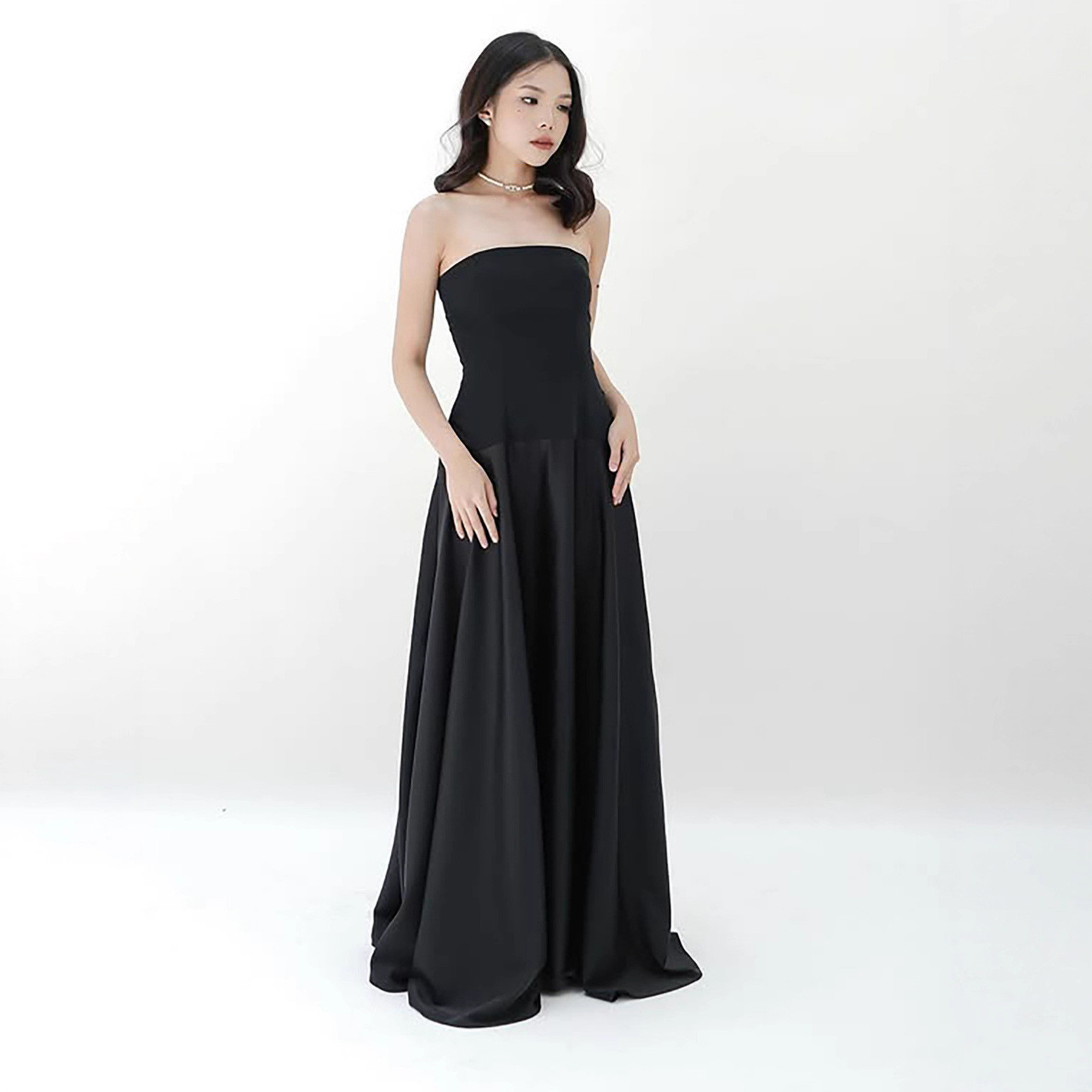 高級感 黒 サテン オフショルダー ウェディングドレス シンプル 韓国風 花嫁 披露宴 演奏会 前撮り HL1134 8,725円