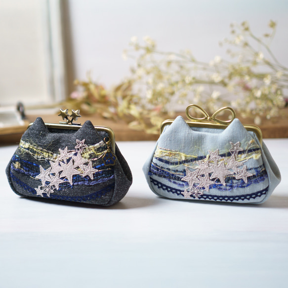 アズネコ・親子がま口財布・夜空 10枚目の画像