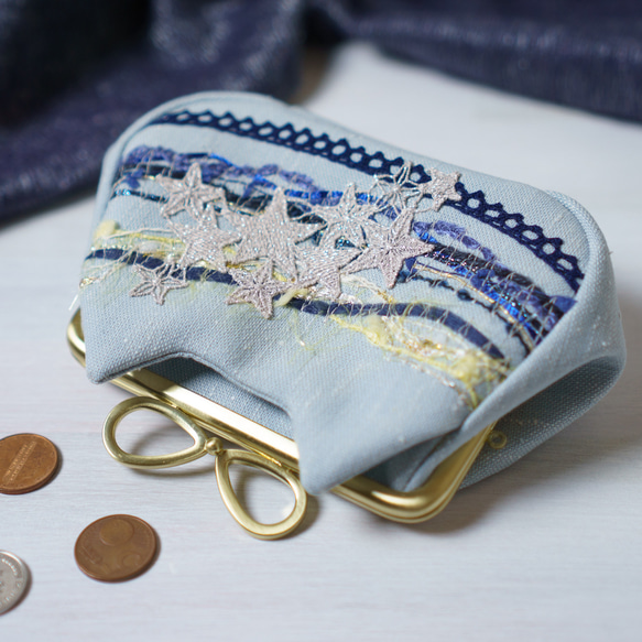 アズネコ・親子がま口財布・夜空 1枚目の画像