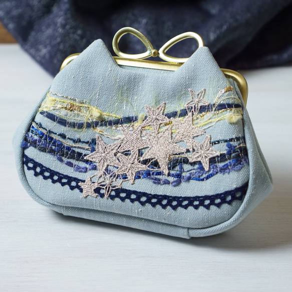 アズネコ・親子がま口財布・夜空 4枚目の画像