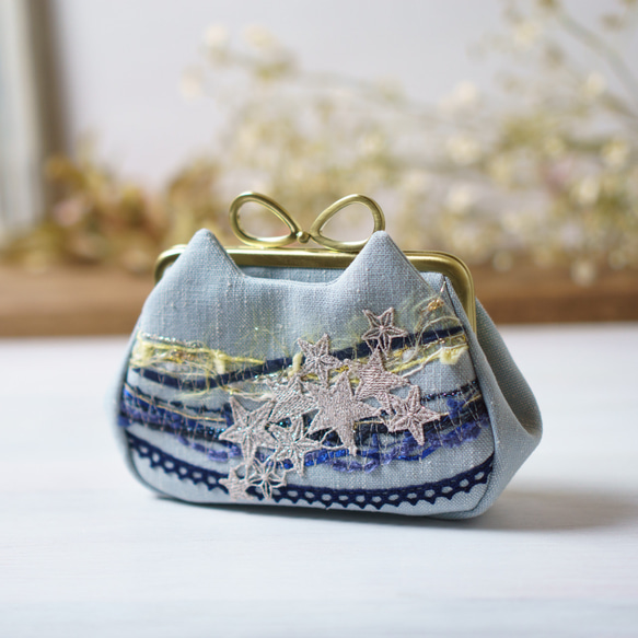 アズネコ・親子がま口財布・夜空 8枚目の画像