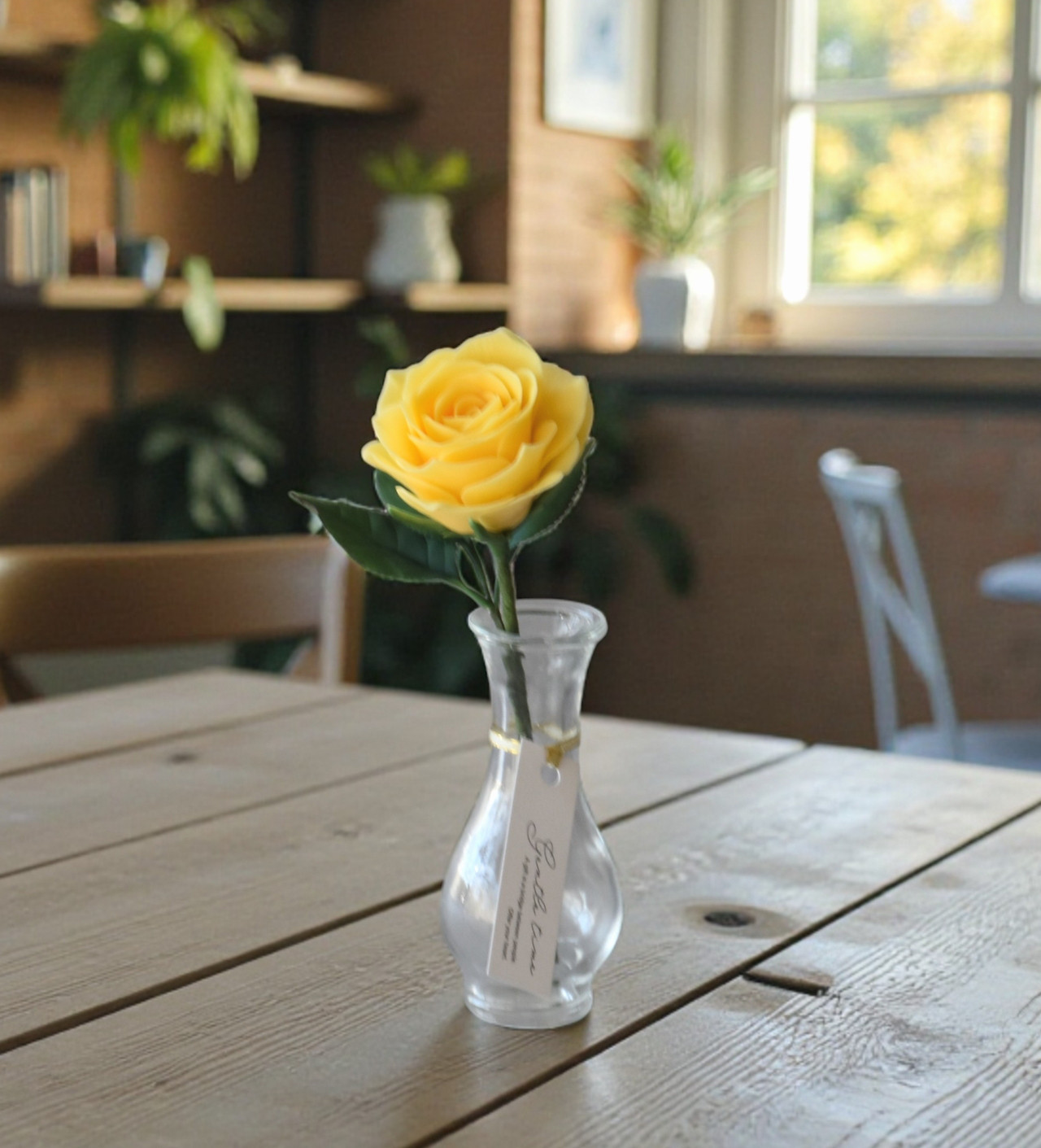 ◆粘土のお花◆　薔薇　一輪　イエロー・・・B1375